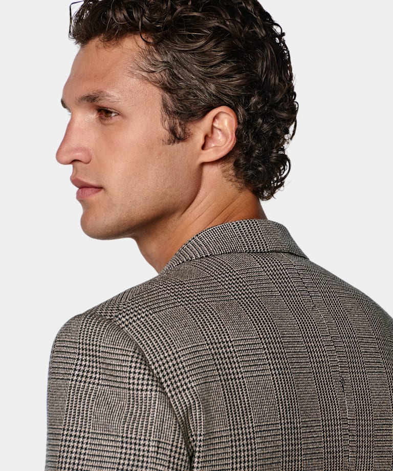 Mid Brown Checked Relaxed Fit Roma Blazer