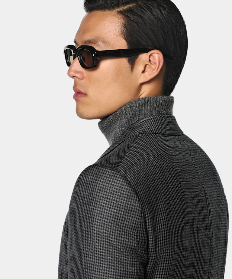Mid Grey Houndstooth Tailored Fit Milano Blazer