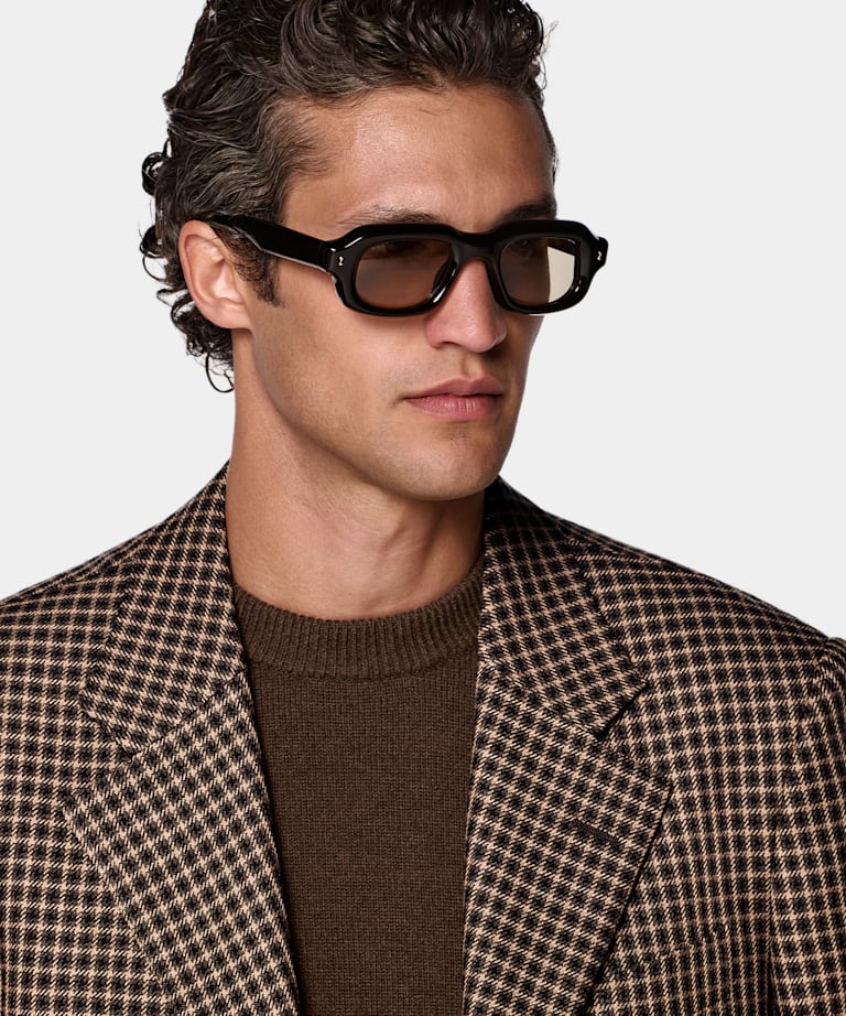 Mid Brown Checked Relaxed Fit Brera Blazer