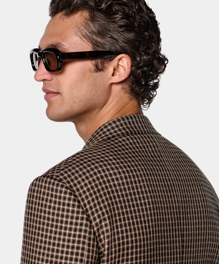 Mid Brown Checked Relaxed Fit Brera Blazer
