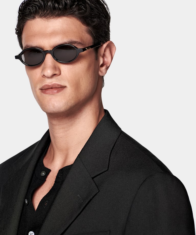 Black Relaxed Fit Roma Suit Jacket
