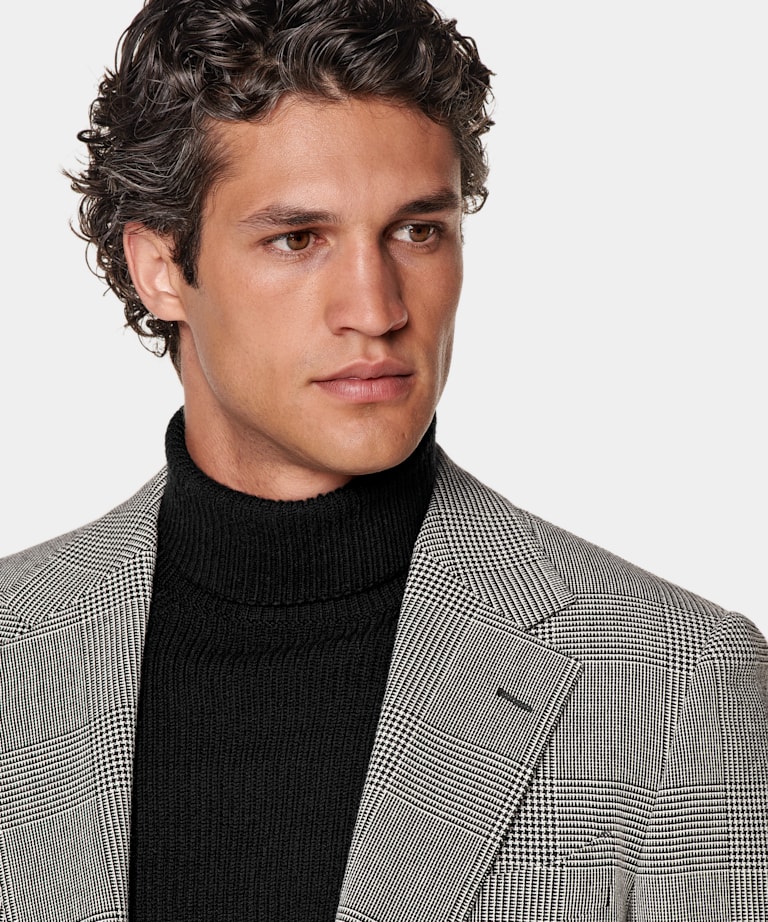 Blazer Milano negro a cuadros corte Tailored