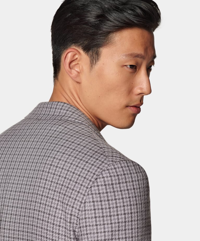 Taupe Checked Tailored Fit Milano Blazer
