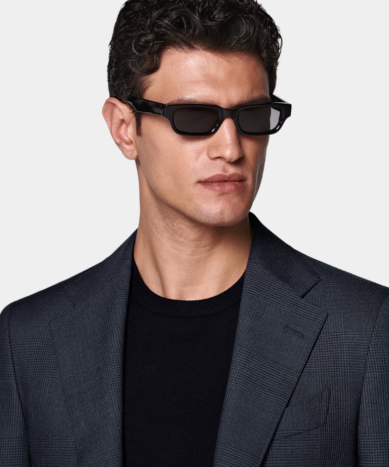 Blazer Havana coupe Tailored bleu marine à carreaux