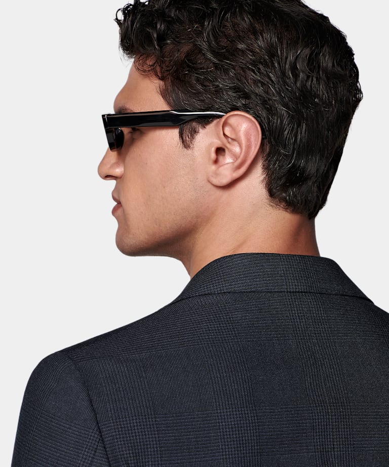 Navy Checked Tailored Fit Havana Blazer