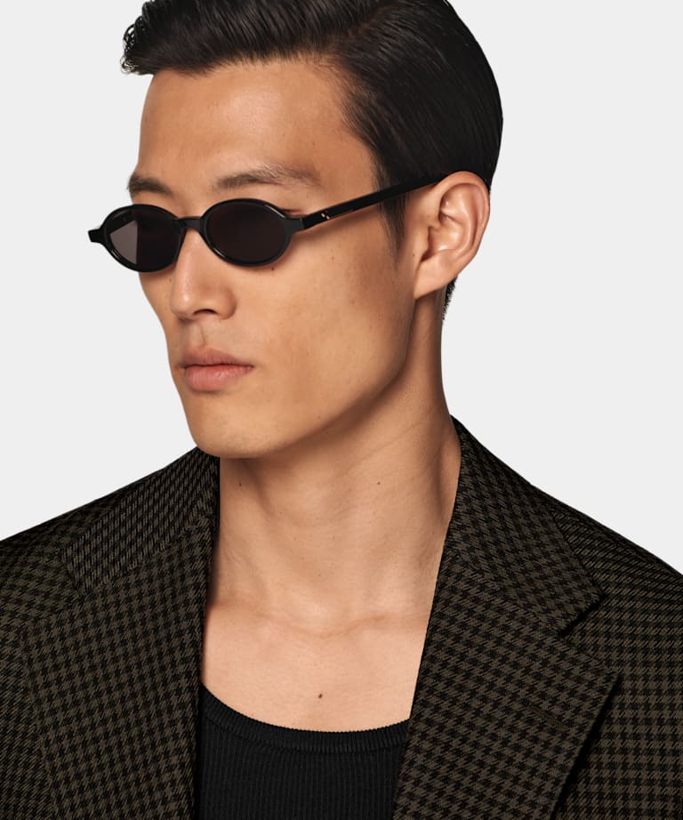 Green Houndstooth Relaxed Fit Roma Blazer