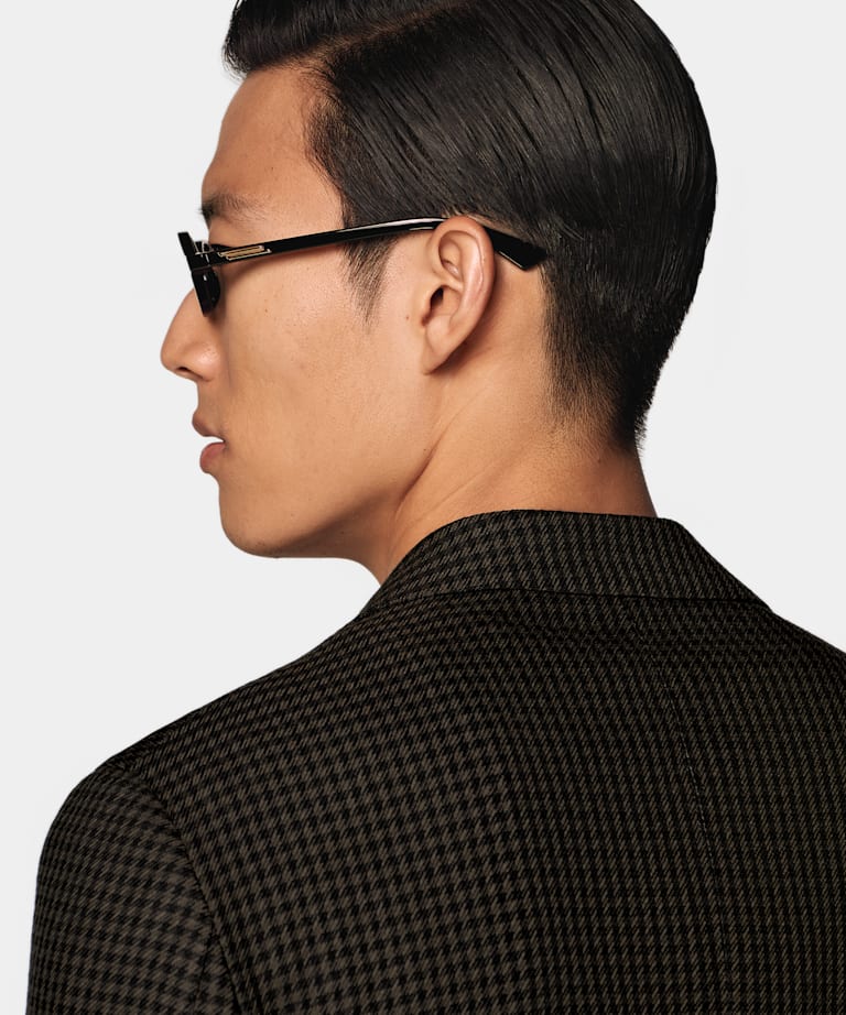 Green Houndstooth Relaxed Fit Roma Blazer