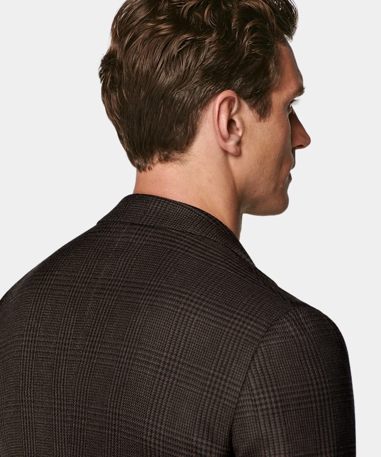 Brown Checked Tailored Fit Havana Blazer