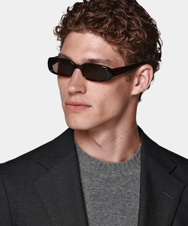 Dark Grey Tailored Fit Havana Suit Jacket