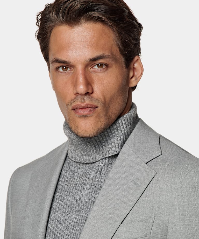Light Grey Tailored Fit Havana Suit Jacket