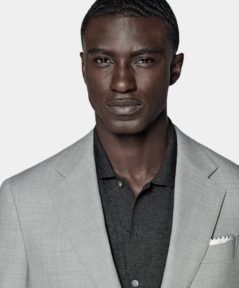 Light Grey Tailored Fit Havana Suit Jacket