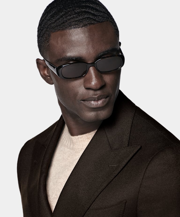 Dark Brown Tailored Fit Havana Suit Jacket
