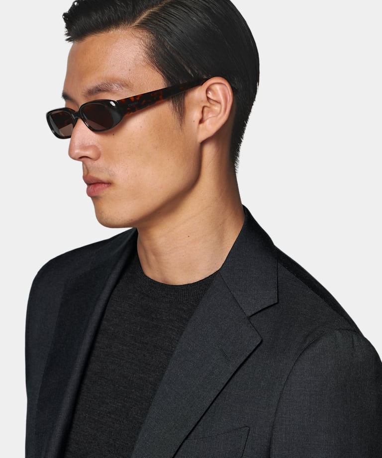 Dark Grey Tailored Fit Havana Suit Jacket