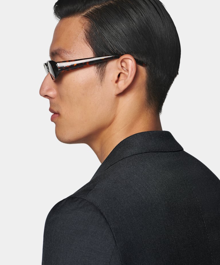 Dark Grey Tailored Fit Havana Suit Jacket
