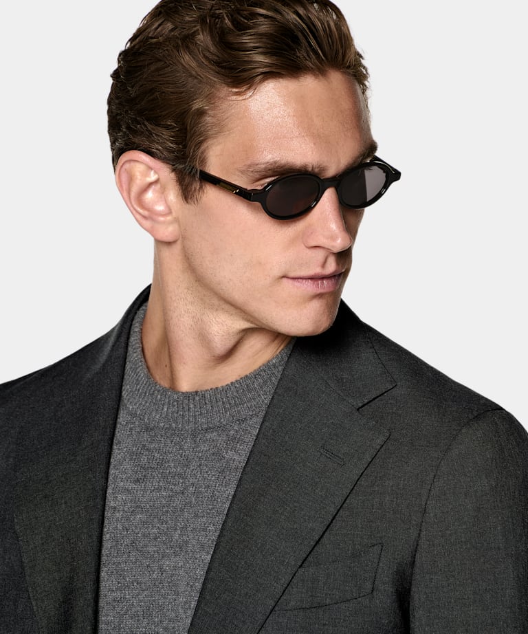 Dark Grey Perennial Tailored Fit Havana Suit Jacket