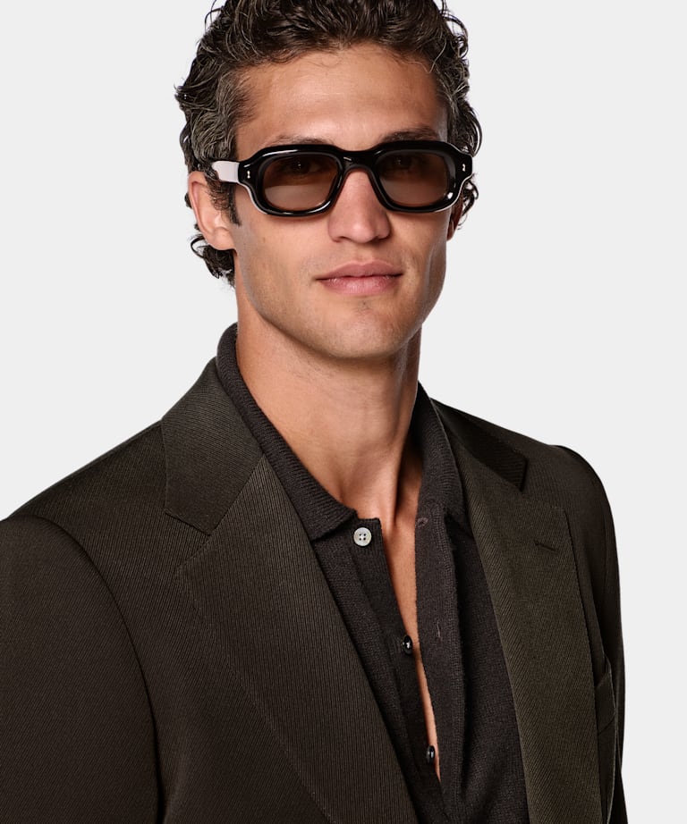 Dark Brown Tailored Fit Milano Suit Jacket