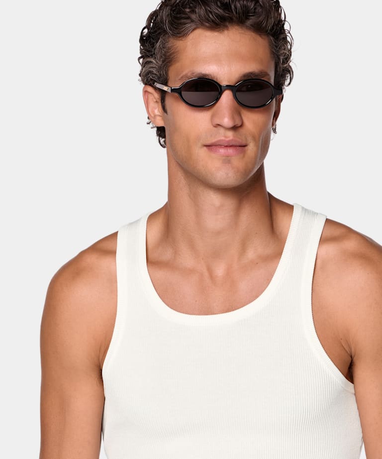 Off-White Ribbed Tank Top