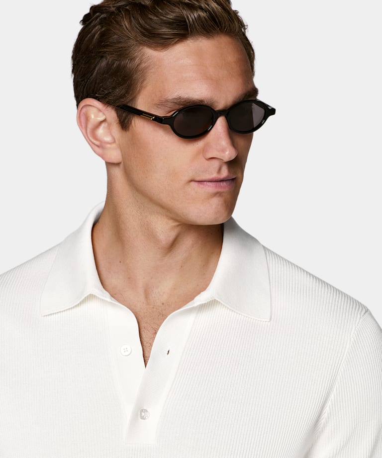 Off-White Ribbed Polo