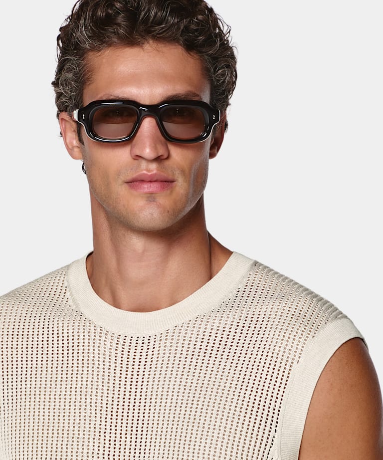 Sand Crochet Sleeveless Crewneck