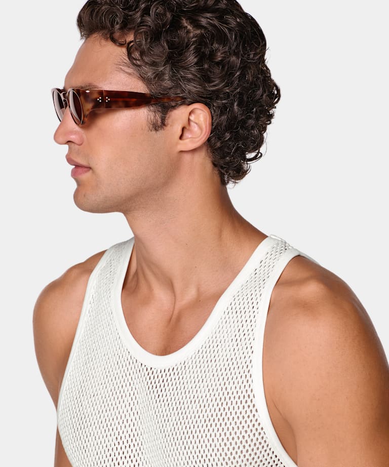 D&eacute;bardeur en crochet blanc cass&eacute;