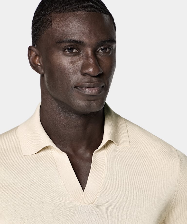 Sand Buttonless Polo
