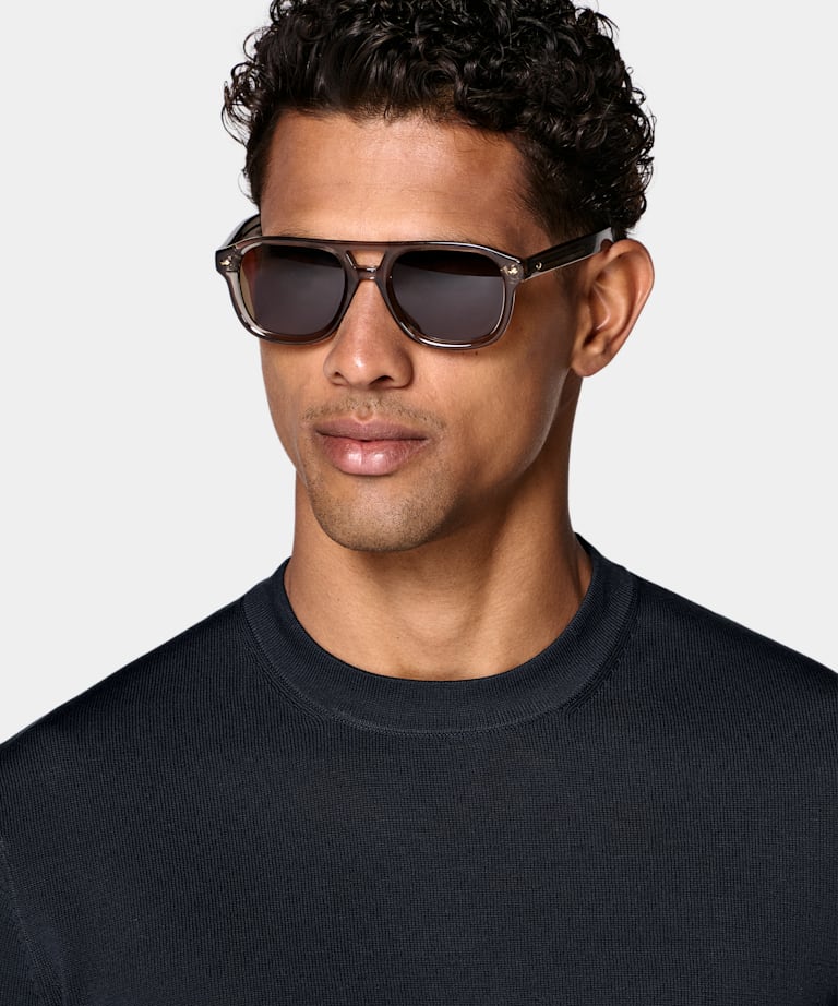 Col rond &agrave; manches courtes bleu marine