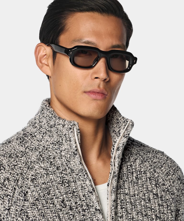 Light Brown Ribbed Moulin&eacute; Zip Cardigan