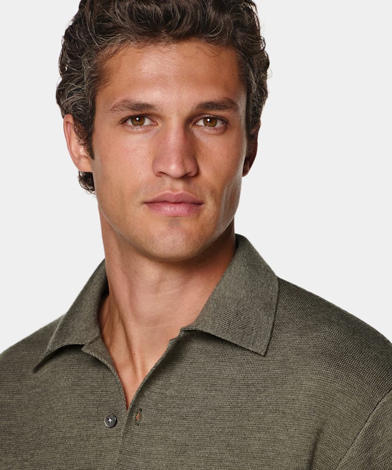 Polo-Cardigan mittelgr&uuml;n Langarm