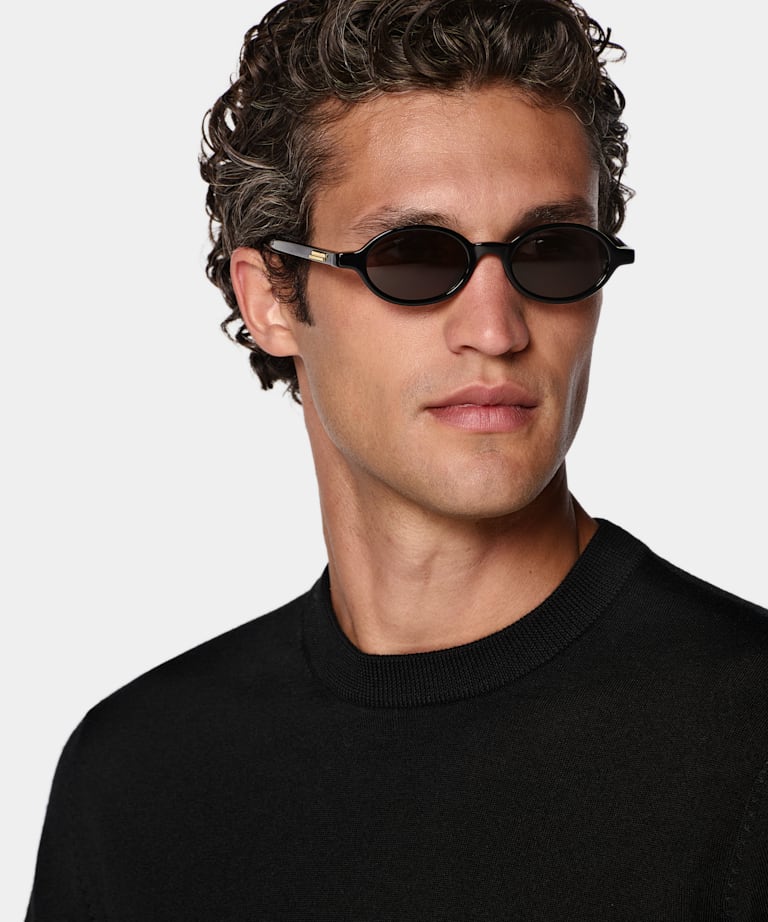 Jersey cuello redondo negro merino