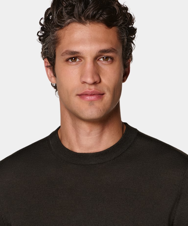Dark Brown Merino Crewneck
