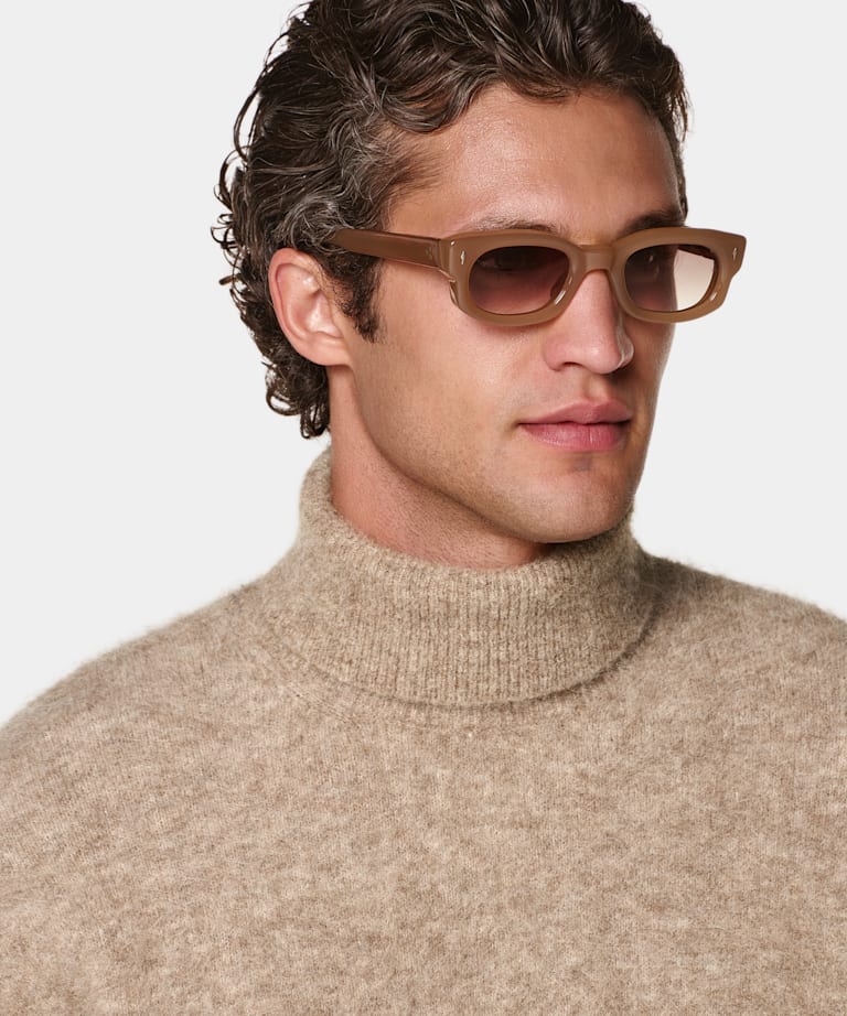 Mid Brown Shaggy Turtleneck