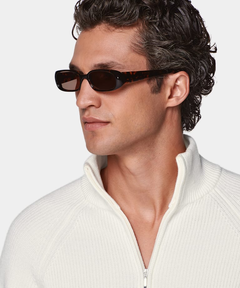 Off-White Ribbed Zip Cardigan