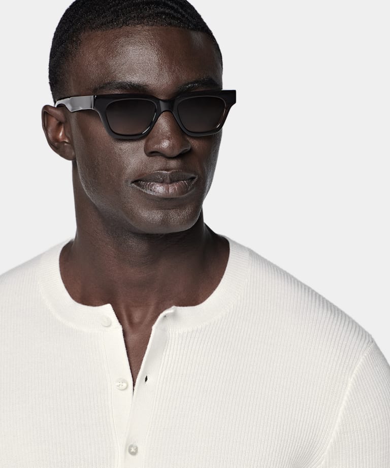 Off-White Ribbed Henley