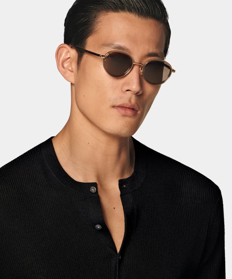 Black Ribbed Henley