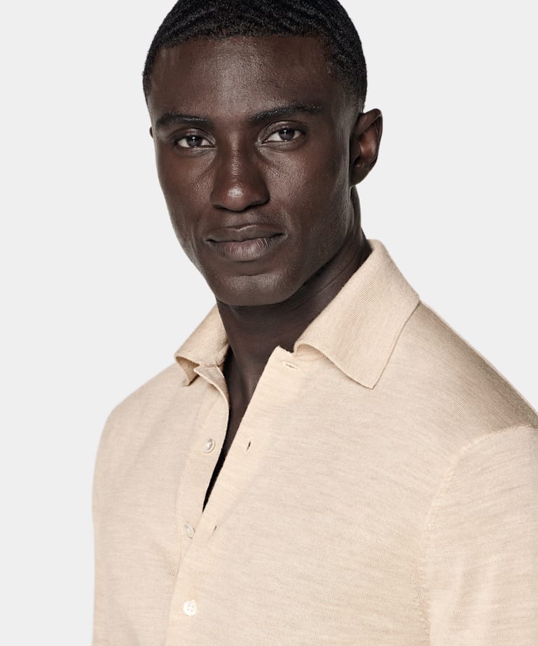 Sand Long Sleeve Polo