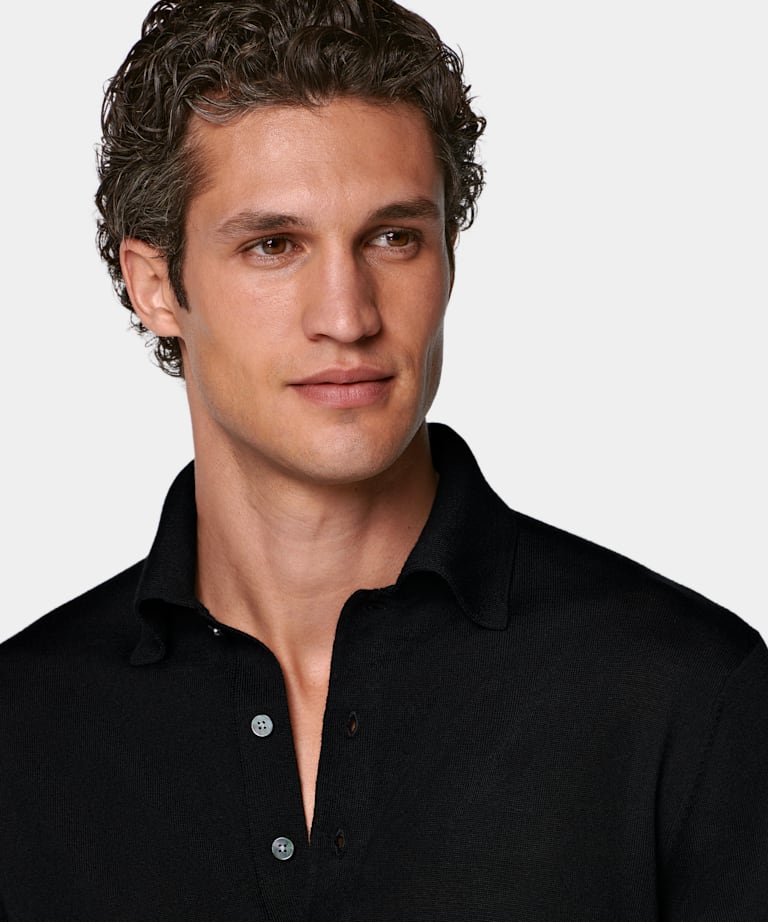 Black Long Sleeve Polo