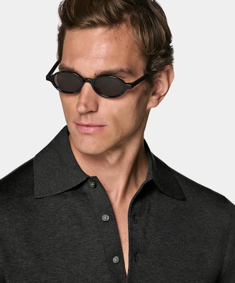 Dark Grey Long Sleeve Polo