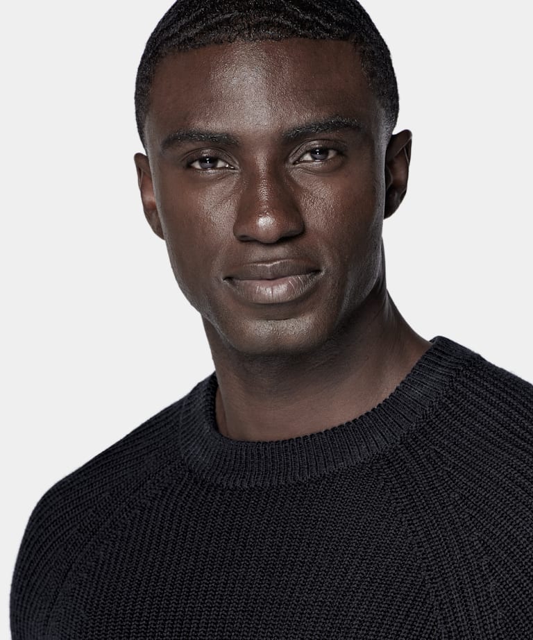 Navy Ribbed Crewneck