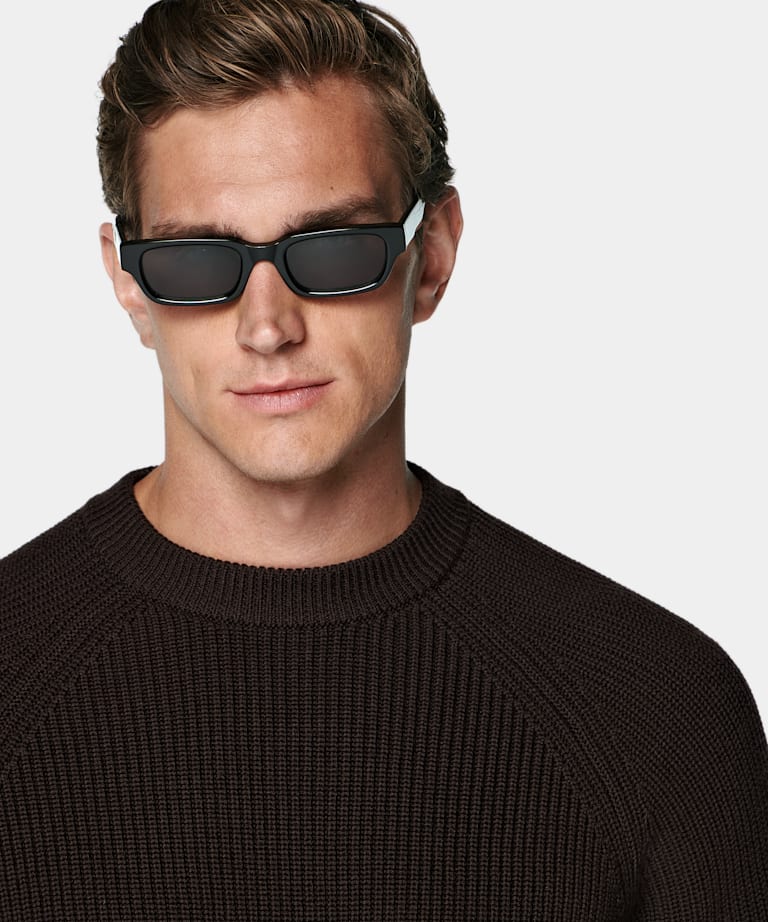 Dark Brown Ribbed Crewneck