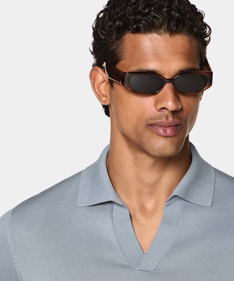Light Blue Buttonless Polo