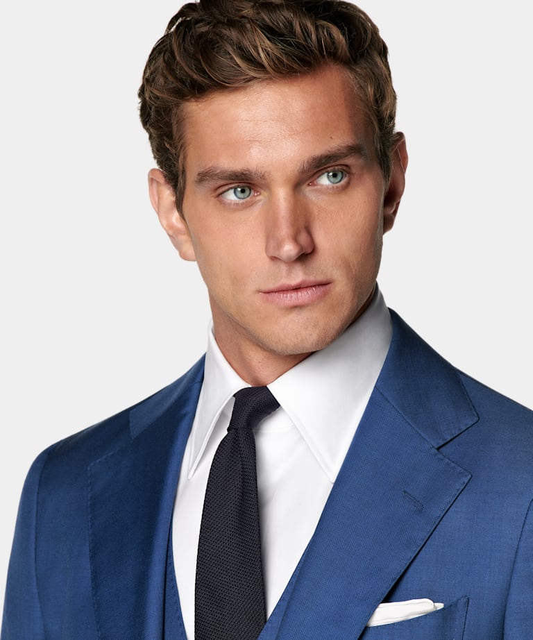 Mid Blue Three-Piece Tailored Fit Havana Suit