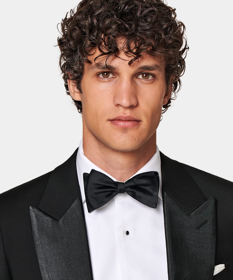 Black Three-Piece Tailored Fit Lazio Tuxedo