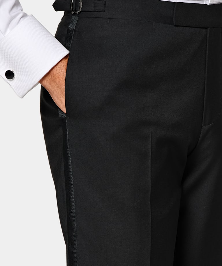 Black Three-Piece Tailored Fit Lazio Tuxedo