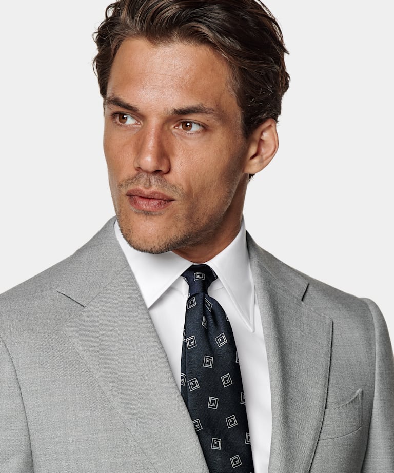 Light Grey Tailored Fit Havana Suit