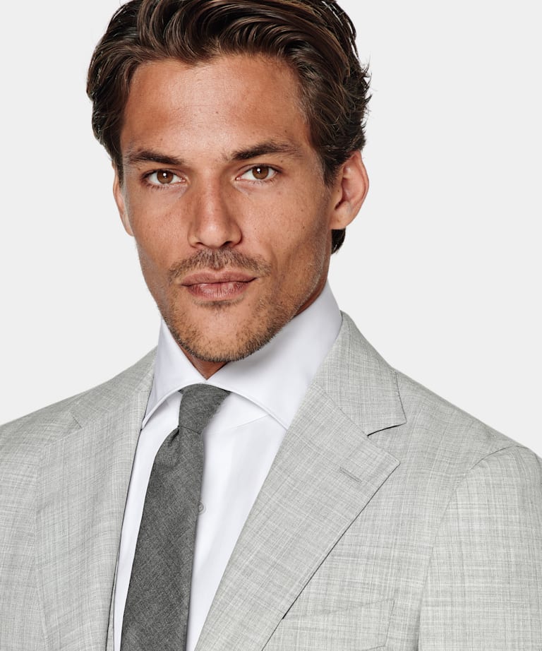 Light Grey Three-Piece Tailored Fit Havana Suit