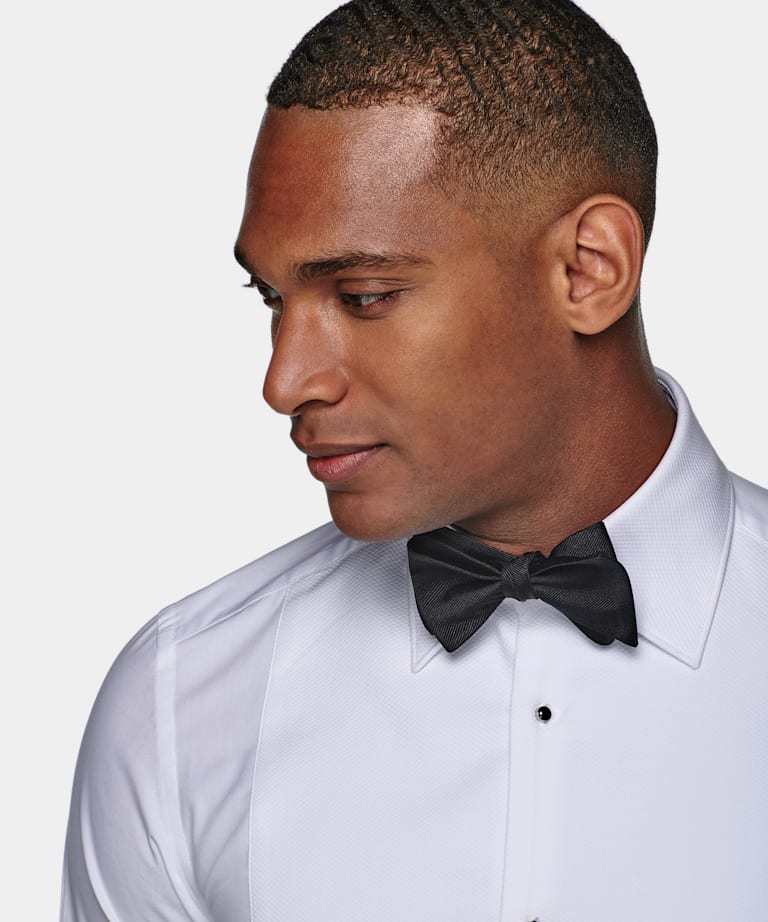 White Extra Slim Fit Tuxedo Shirt