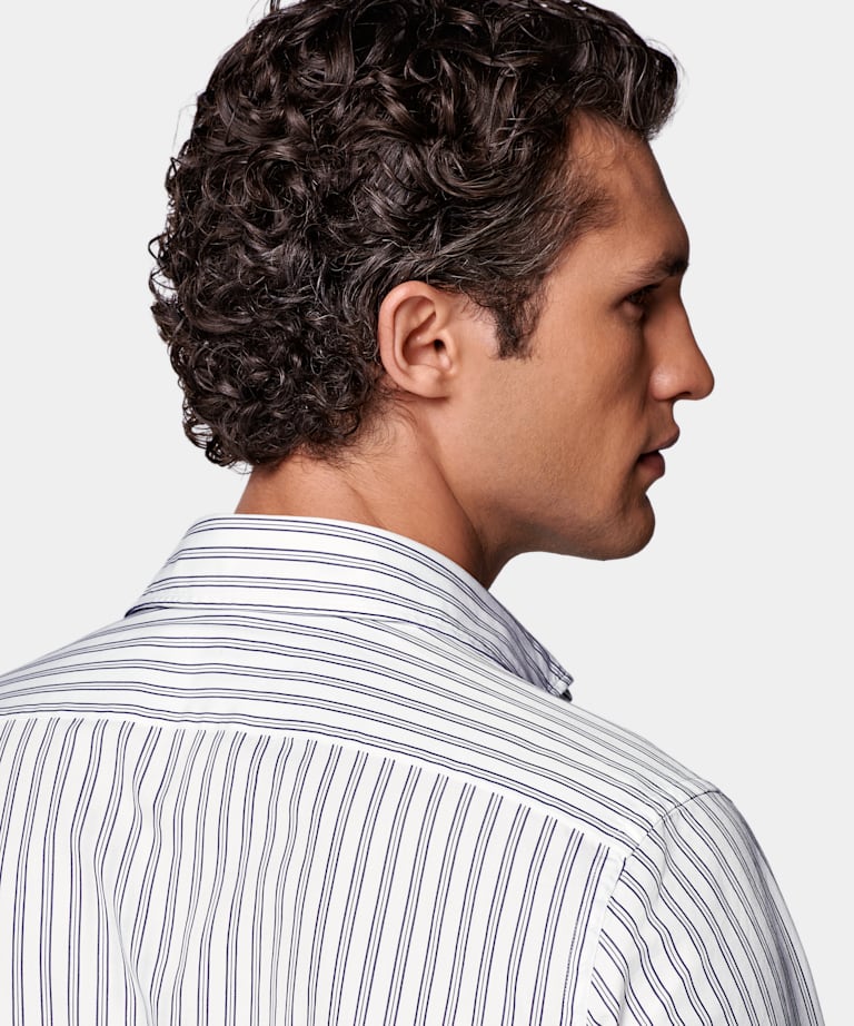 Navy Striped Slim Fit Shirt
