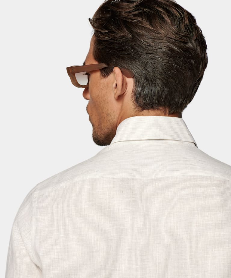 Light Brown Striped Slim Fit Shirt