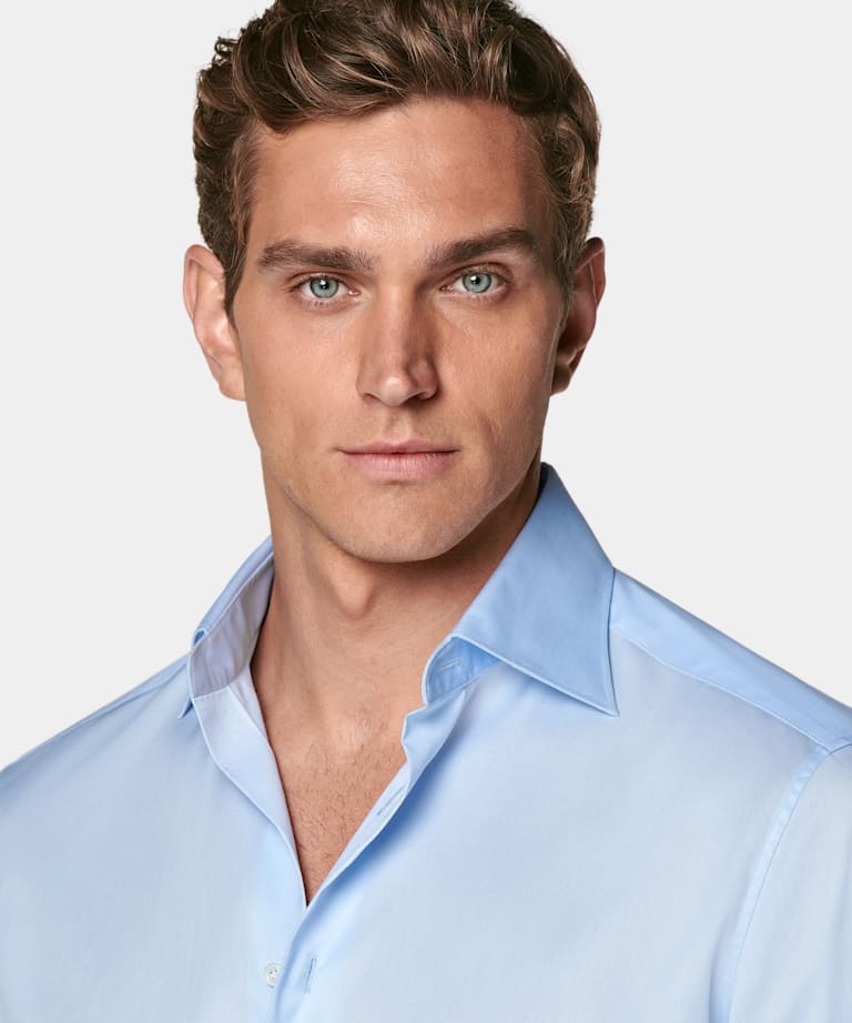 Light Blue Twill Tailored Fit Shirt