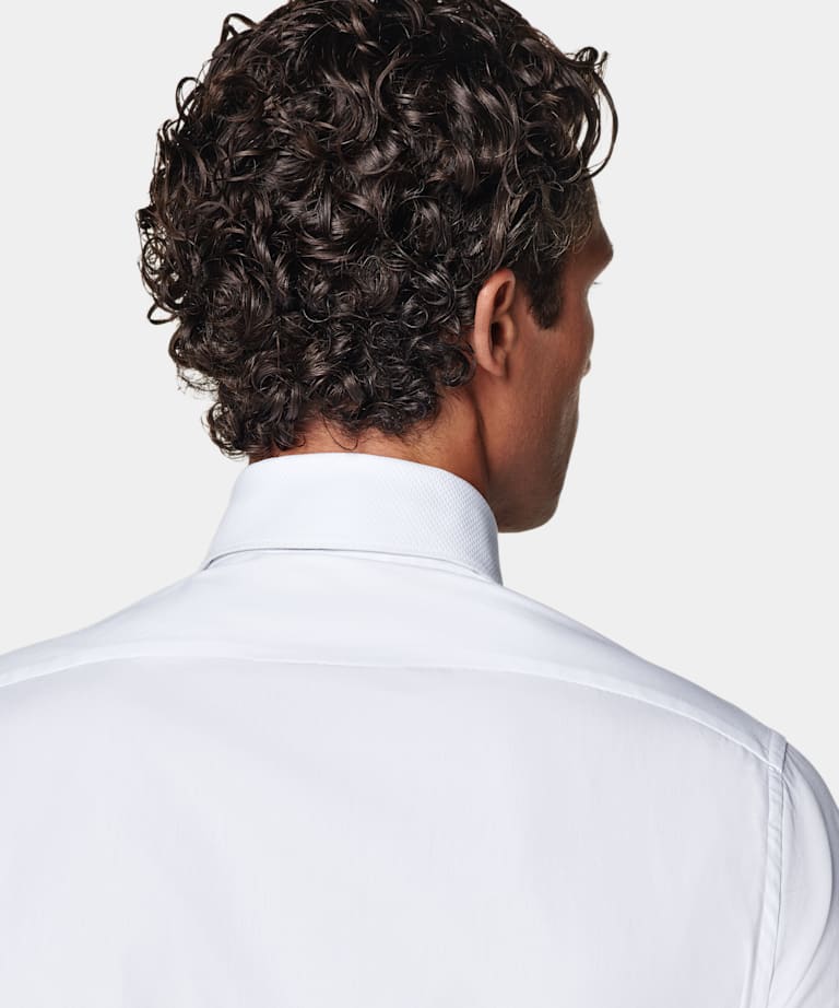 White Piqué Tailored Fit Tuxedo Shirt